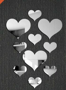 10Pcs/Set Durable Love Heart Stickers Wall Sticker Mirror Mu