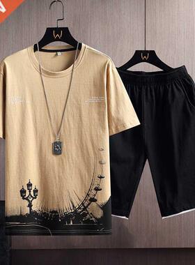 Men's Summer Tracksuit Fashion Short Sleeve Sportswear Ink P