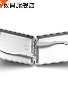 Black Leather Cigarette Cigar Pocket-Box Case Metal Frame To