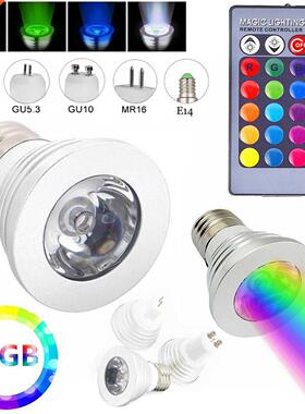E27 E14 GU10 GU5.3 MR16 LED RGB Spotlight Bulbs 3W Remote Co