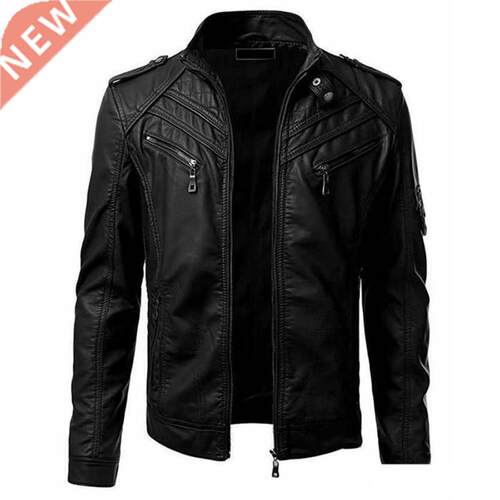New Set Leather Jacket Men Winter Fleece Motorcycle Pu Leaht