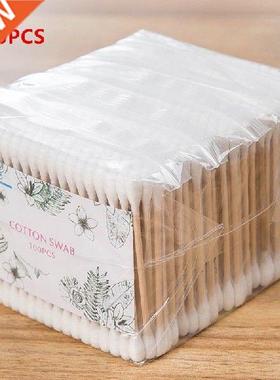 100/500pcs Natrual Double Head Cotton Swab Women Makeup