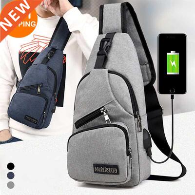 Men Anti Theft Chest Bag Shoulder Bags USB Charging Crossbod