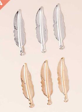 100pcs 7*28mm Fashion Alloy Feather Charms Pendant For Neckl