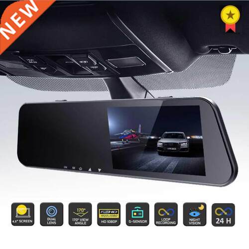 24H Car DVR Da Camera Rear View Dual Lens 1080P 4.5in Full