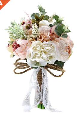 Artificial Peony Rose Flower Bouquet for Bride Bridesmaid Ha