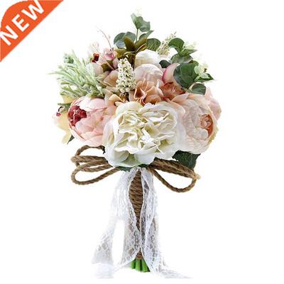 Artificial Peony Rose Flower Bouquet for Bride Bridesmaid Ha