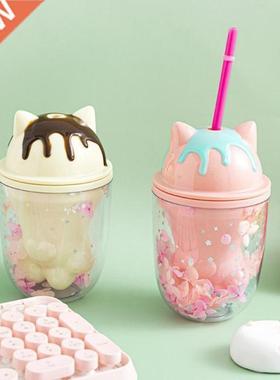 Cherry Blossom Ct Clws Sippy Cup Crtoon Cute Sequins Cher