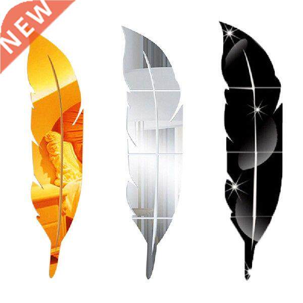 3D Feather Mirror Wall Sticker For Living Room Wall Art图片