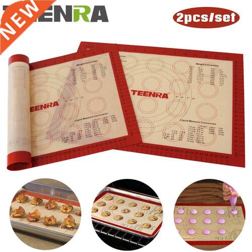 TEENRA 2Pcs/set Non-stick Macaron Baking Mat Silicone Mats B