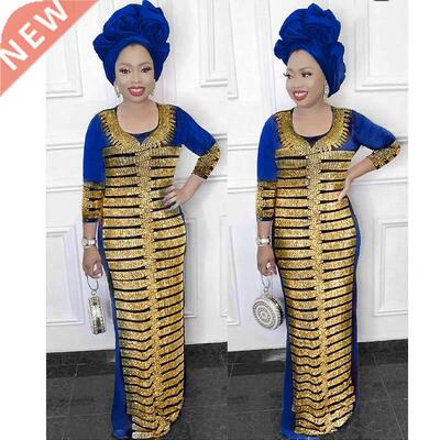 2020 african dress new fashion velvet stone long dress big e