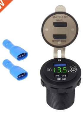 Waterproof 12V 24V Dual QC3.0 USB Car Fast Charger with Touc