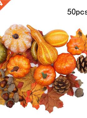 50pcs Mini Artificial Pumpkin Pine Cones Acorn Berries Maple
