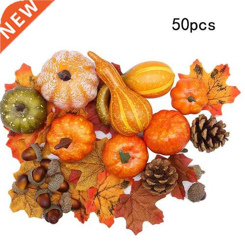 50pcs Mini Artificial Pumpkin Pine Cones Acorn Berries Maple