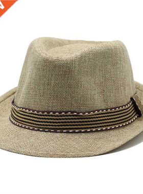 Four Seasons Straw Hat Jazz Cap Hats For Men Woman Belt Wide