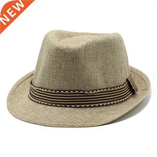 Four Seasons Straw Hat Jazz Cap Hats For Men Woman Belt Wide