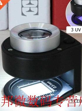 30X Optical Glass Lens Magnifier 6 LED Full Metal Folding Li