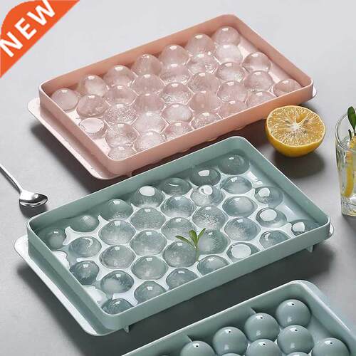 Round Ice Cube Tray with Lid Plastic Ice Cube Mold
