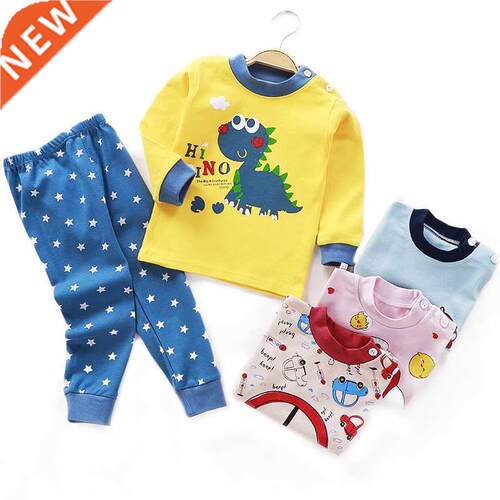 Kids Pajamas Sets Baby Boys Girls Sleepwear Set Cotton Long