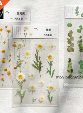 PET Stickers Flowers Leaves Plants Sticker for Scrapbooking