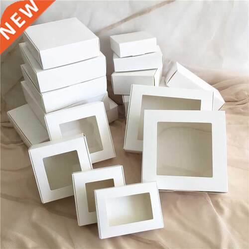 30pcs  White box with window paper Gift box cake Packagin