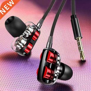 HiFi Wired Earphone 3.5mm Quad Core Bass Sport Running Headp