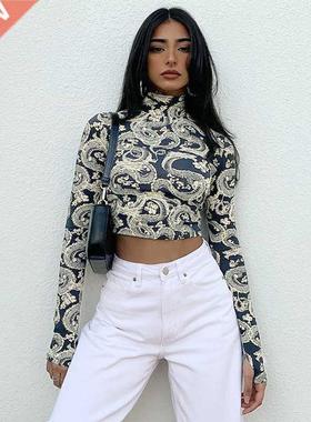 2021 Fashion nd Women's Stylish Dragon Printed Crop Tops Lon