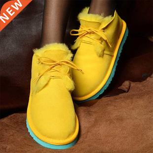 Best Genuine Sheepskin Leather Woman Snow Boots 100% Natural