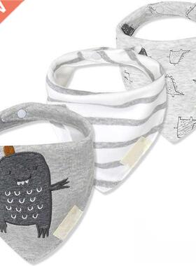 3pcs Orgnic Cotton Bby Scrf Muslin Burp Cloth Bndn Bib