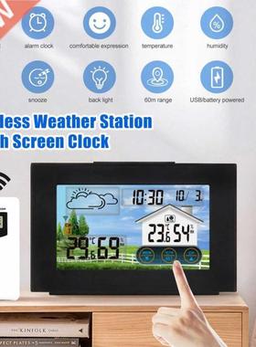 Weather Station Digital Alarm Table Clock Snooze Function Th