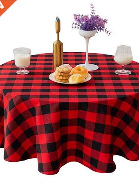 55 Inch Buffalo Plaid Round Tablecloth Checkered Round Table