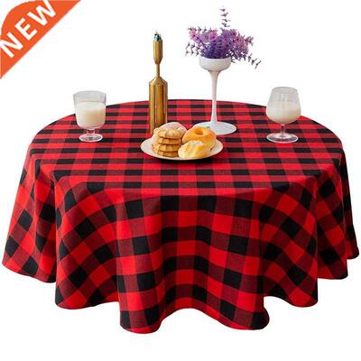 55 Inch Buffalo Plaid Round Tablecloth Checkered Round Table