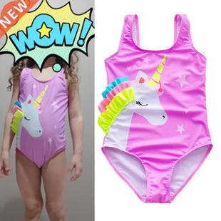 2-16Years Girl Swimsuit Rainbow Print Bathing Suit 2021 New