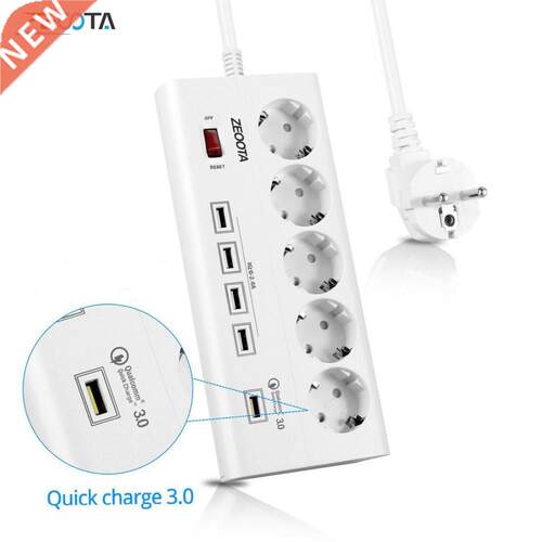 Power Strip 5 E Outlets Socket with SB QC 3.0 Quick Charge