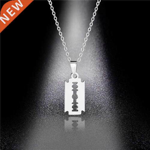 Stainless Steel Safety Blade Razor Pendant Necklace Punk Hip