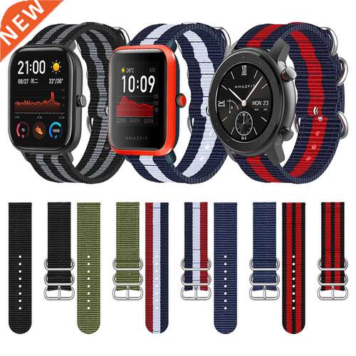 22 20mm Ring Buckle Fabric Band for Huami Amazfit Smart Wat