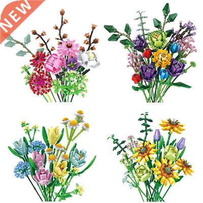 Technical Bouquet Flowers Toys for Girls Rose Bricks Blossom