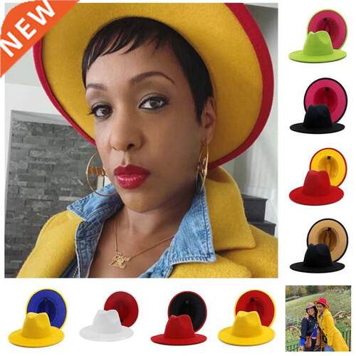 Two tone fedoras Jazz Hats Cowboy Hat For Women And Men Dou