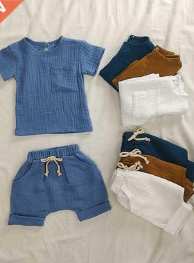 Orgnic Cotton Bby Clothes Set Summer Csul Tops Shorts Fo