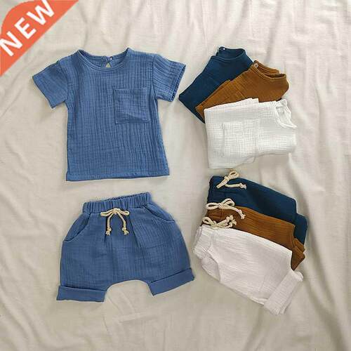 Orgnic Cotton Bby Clothes Set Summer Csul Tops Shorts Fo