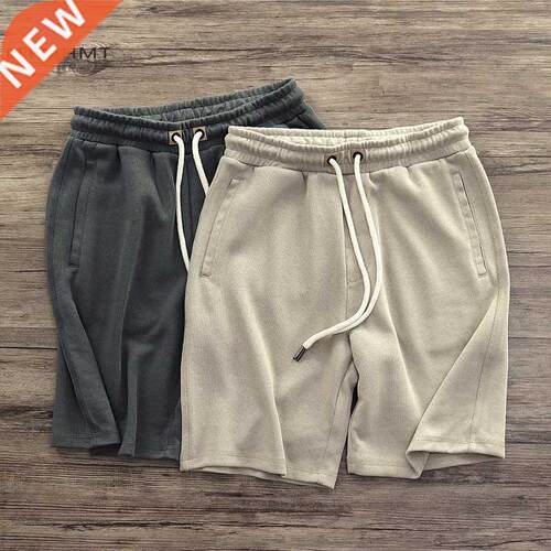 00886001 Heavy Weight Knit Shorts Elastic Waist Solid Color