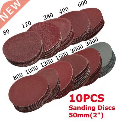 10Pcs 2inch 50mm 80-3000 Grit Sanding Disc Set Hook&Loop