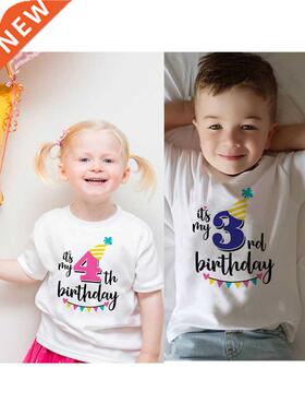 New Kids oys Girls Summer irthday T-shirts Short Sleeved T