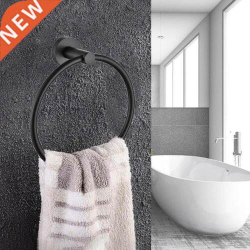 Matte BlackEuropean Round Towel Ring Clothes Holder Wall-mou