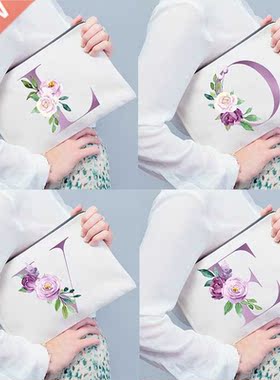 Flowers Alphabet Printed Cosmetic Bags Bachelorette Party Ma