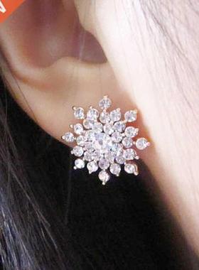 New Fashion Ladies Crystal Snow Flake Earing Bijoux Splinter