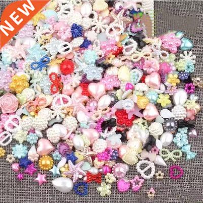 50/200pcs 4-20MM Random Half Round Pearls Bow Rose