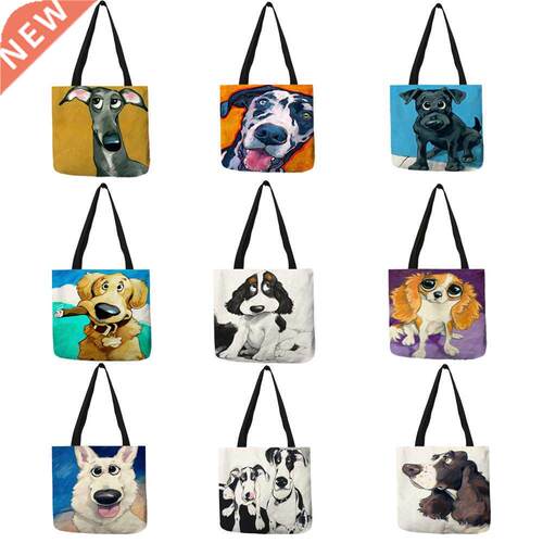 Customize Shopping Tote Greyhound Blck Dog Print Women Ldy