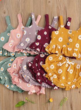 2021 Summer Newborn Baby Girl’s Flower Printed 2Pcs Clothes