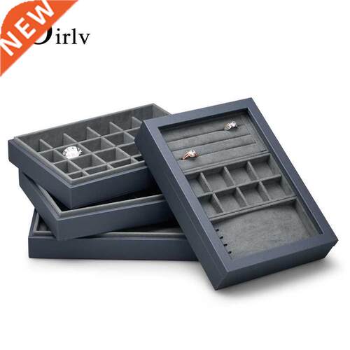 OIRLV Jewelry Case Leather Ring Necklace Organizer Box Earr